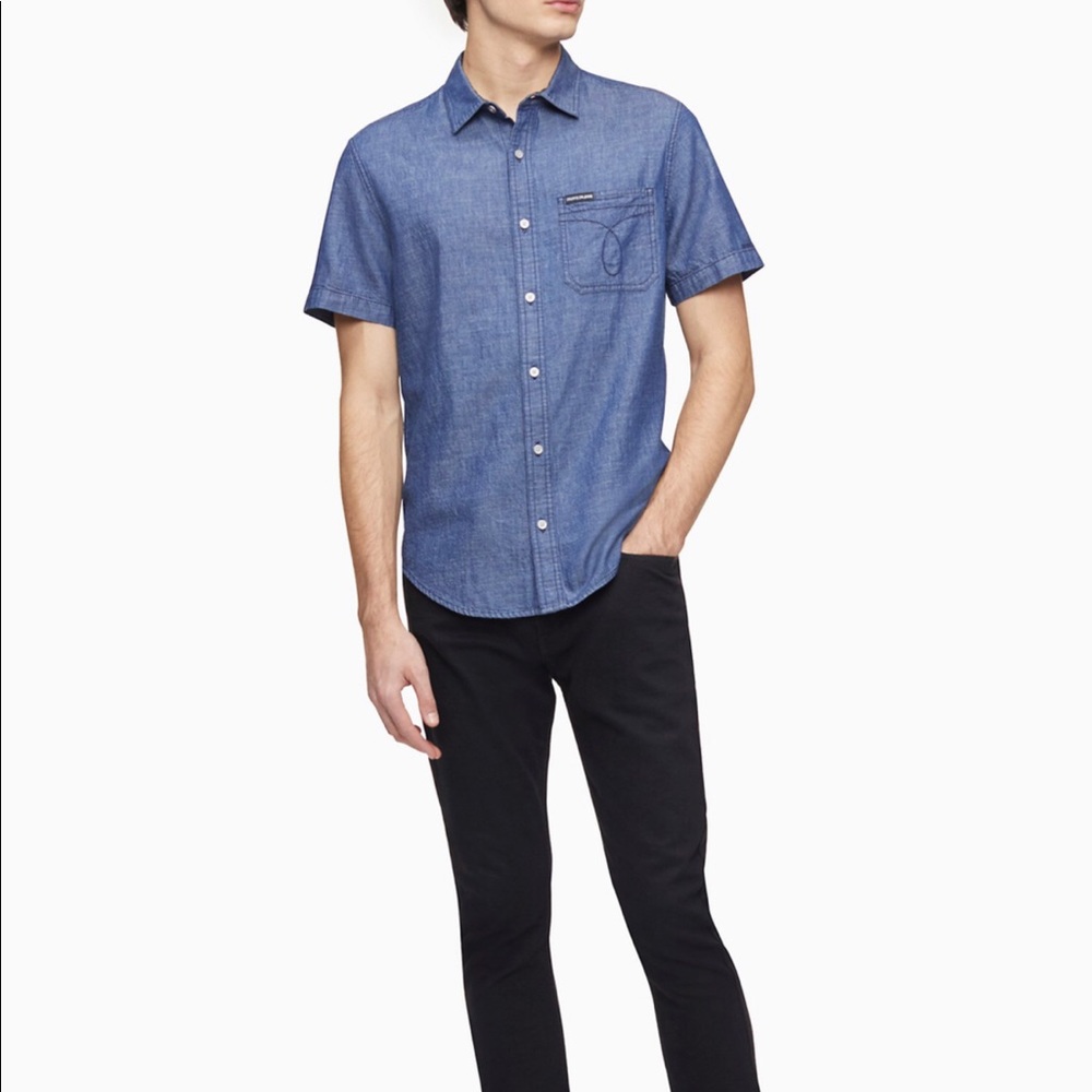CALVIN KLEIN Short Sleeve Button Up Shirt Large!